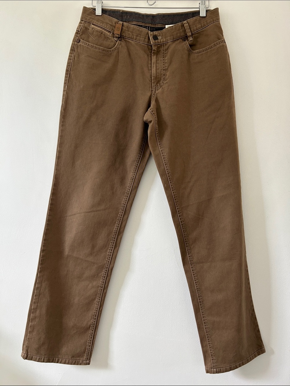 Hiltl Pants Tan Straight Leg Men's 32x34 Casual Everyday Front Pocket Cotton